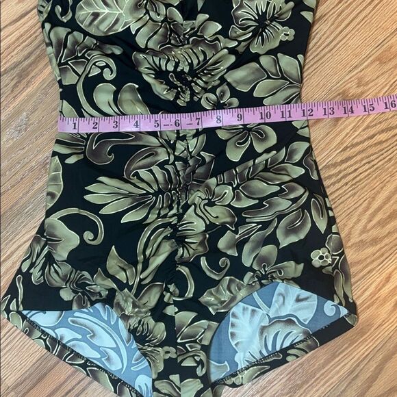 Vintage Maxine Swimsuit, one piece, black, tan, 14 - Picture 9 of 11
